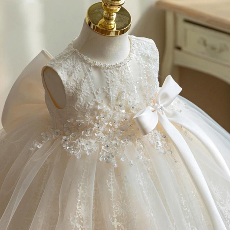 唯美蕾絲無袖禮服-大蝴蝶結-香檳色