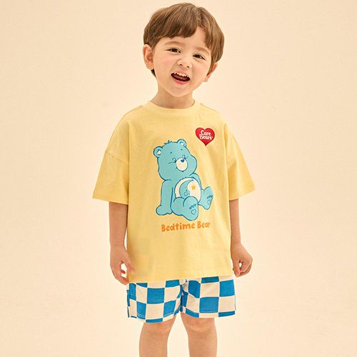 韓國 Care Bears - 聯名款晚安熊熊短袖套裝-黃X藍格