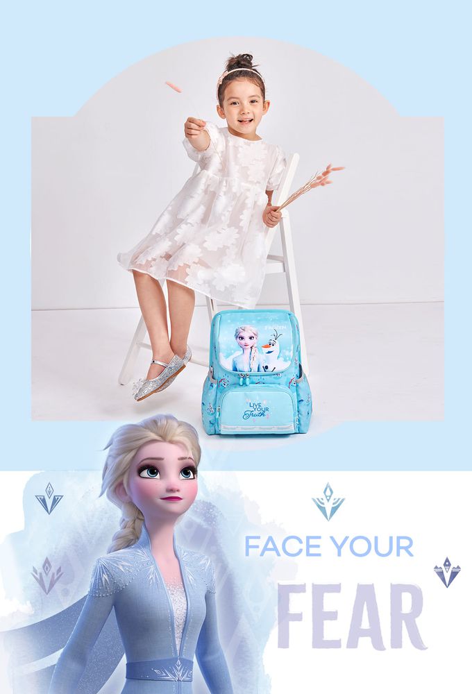 impact 怡寶 - 冰雪奇緣超輕羽量型護脊書包|身高100~125cm(IMDSFZ6012LB)適用|精選好禮兩件組（運動襪、筆袋）