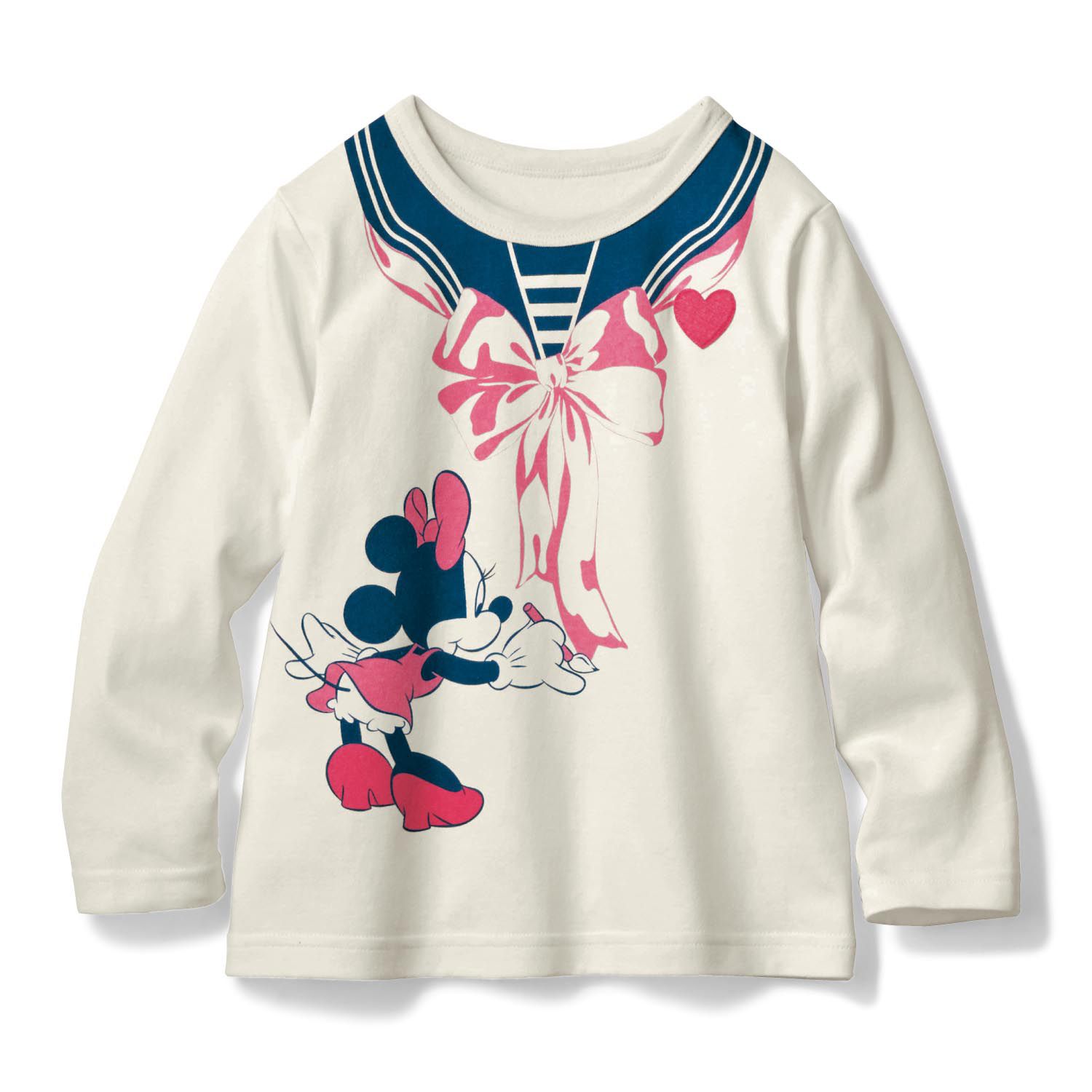 日本千趣會 - 迪士尼印花長T-米妮蝴蝶結-白