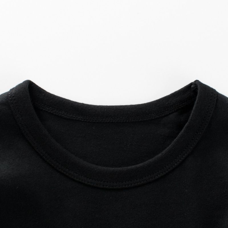 純棉拼接長袖上衣-英文字母-灰+黑