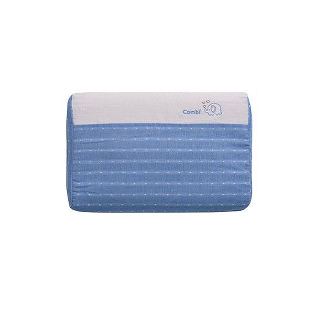 日本 Combi - 和風紗輕柔感透氣嬰兒護頸枕-枕心可水洗系列-藍色 (36x25x5.6cm)-6個月起