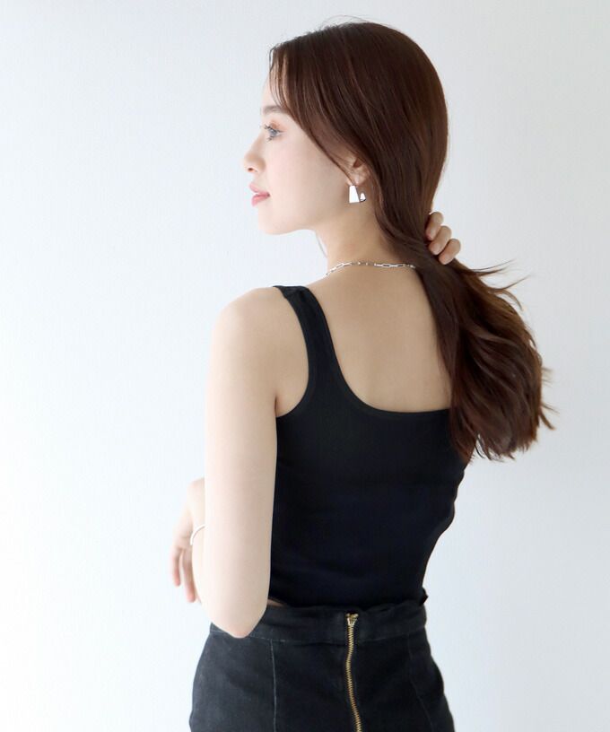 日本 BLUE EAST - 木耳滾邊短板無袖背心上衣(附罩杯)-橘