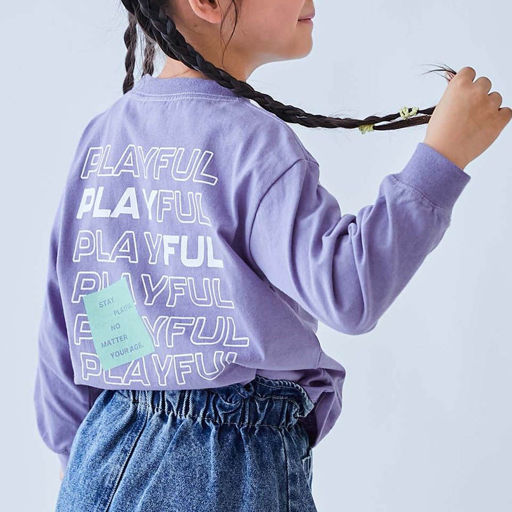 100%棉 定番印花長袖上衣-PLAYFULL-淺紫