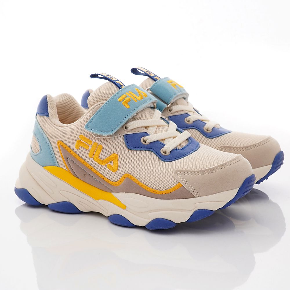 FILA - 復古老爹運動鞋款(中大童段)-運動鞋-米藍