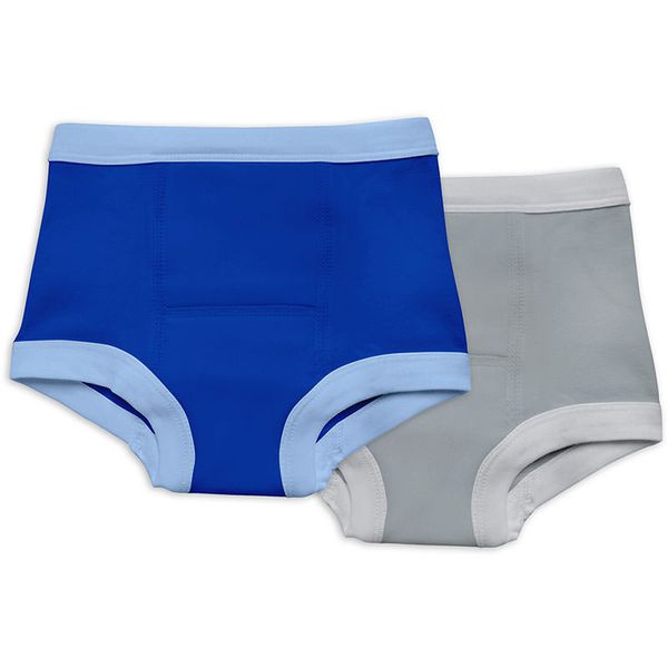 美國 green sprouts - 小綠芽有機棉學習褲2入組-藍灰組 (18M)