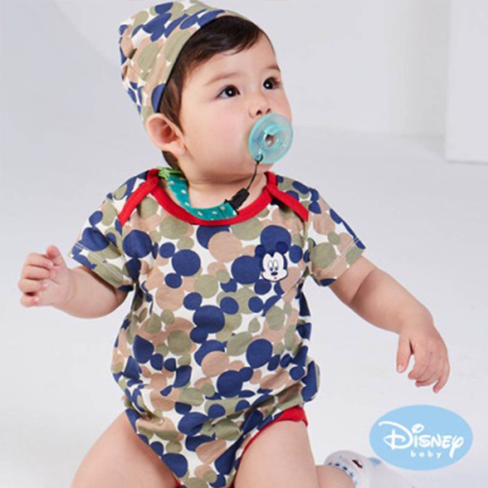 麗嬰房 Disney - Baby 雲朵米奇包屁衣附嬰兒帽-綠色