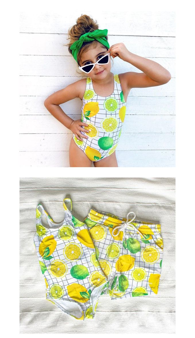 英國 SLEEP NO MORE - 100% 有機棉兒童連身泳衣-檸檬