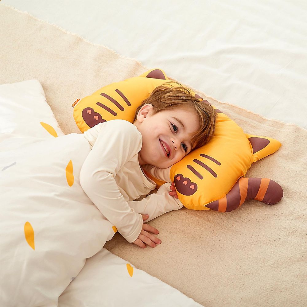 韓國 Hello HiZoo - 手工製動物夥伴防蟎抗菌兒童枕-好奇貓 (小W30xH50cm)