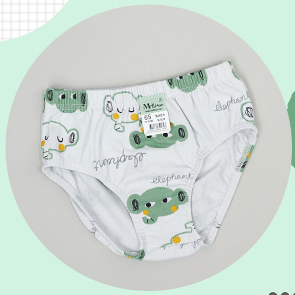 韓國 Mellisse - 純棉三角褲(男寶)-綠色大象