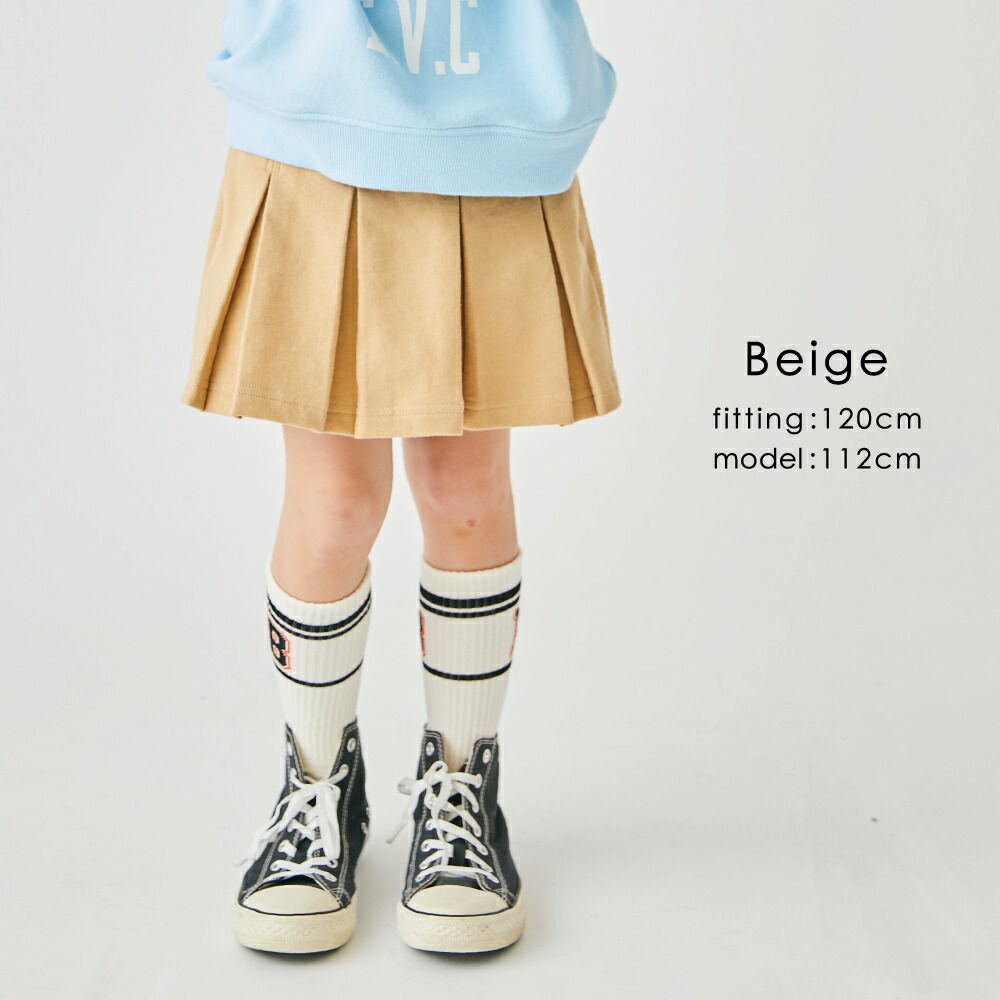 日本 evercloset - 上學安心！純棉百摺褲裙-深藍