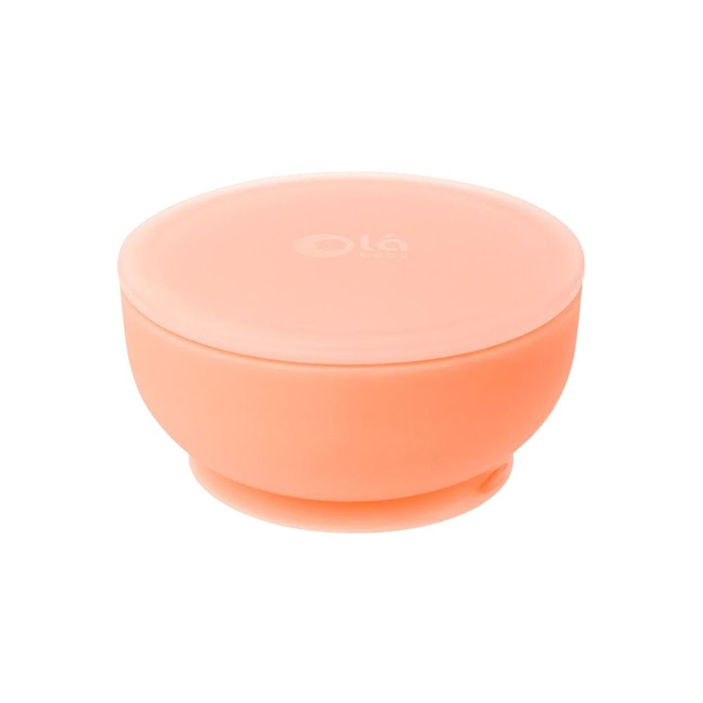 美國 Olababy - 防滑矽膠吸盤碗-珊瑚橘