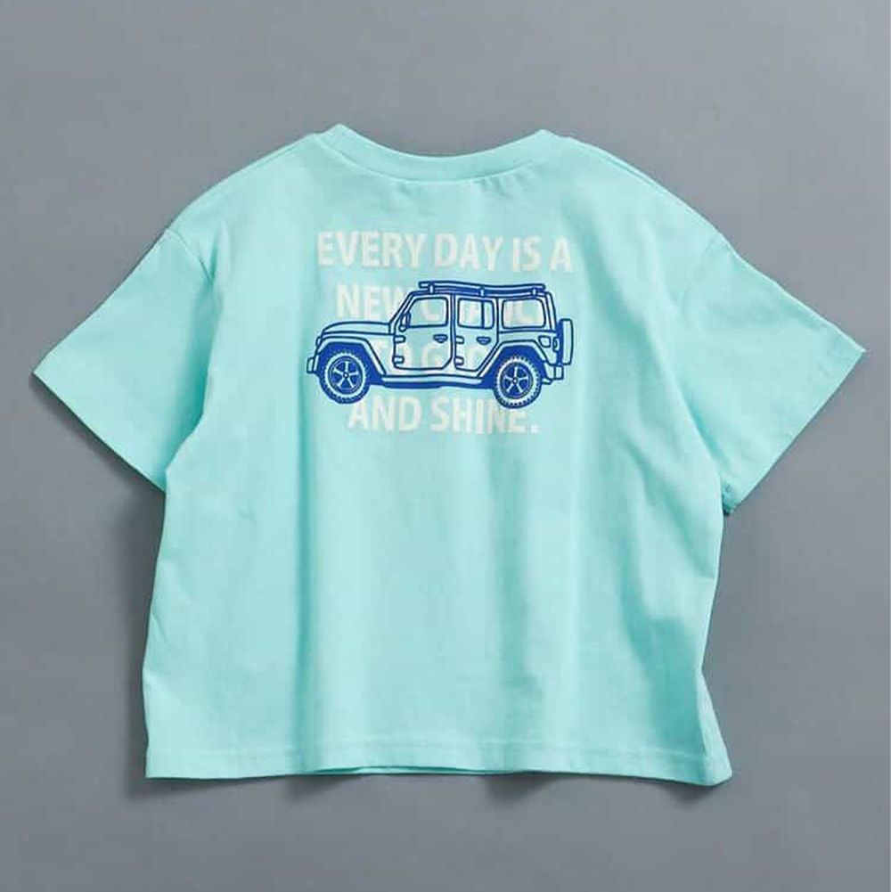 100%棉 背後簡約英文印花短袖上衣-薄荷綠