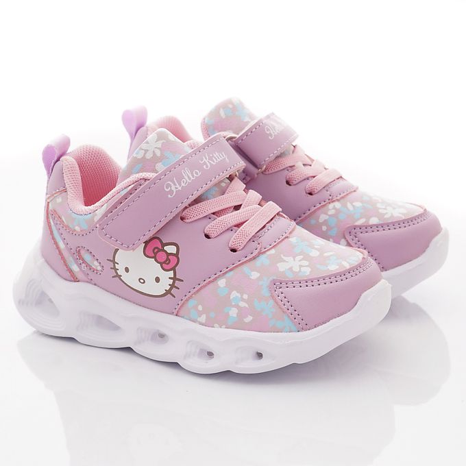 hello kitty 小花電燈炫亮款(中小童段)-休閒鞋-紫