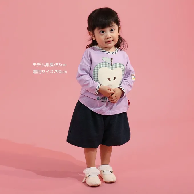 日本 ZOOLAND - 水果樂園 格紋緹花長袖上衣-香蕉-薄荷綠
