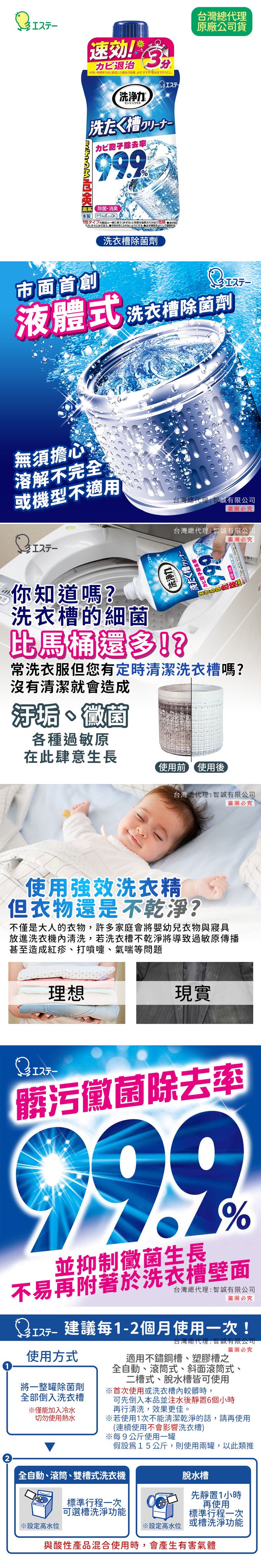 日本 ST 雞仔牌 - 日本熱銷 洗衣槽 洗淨力除菌劑-550g