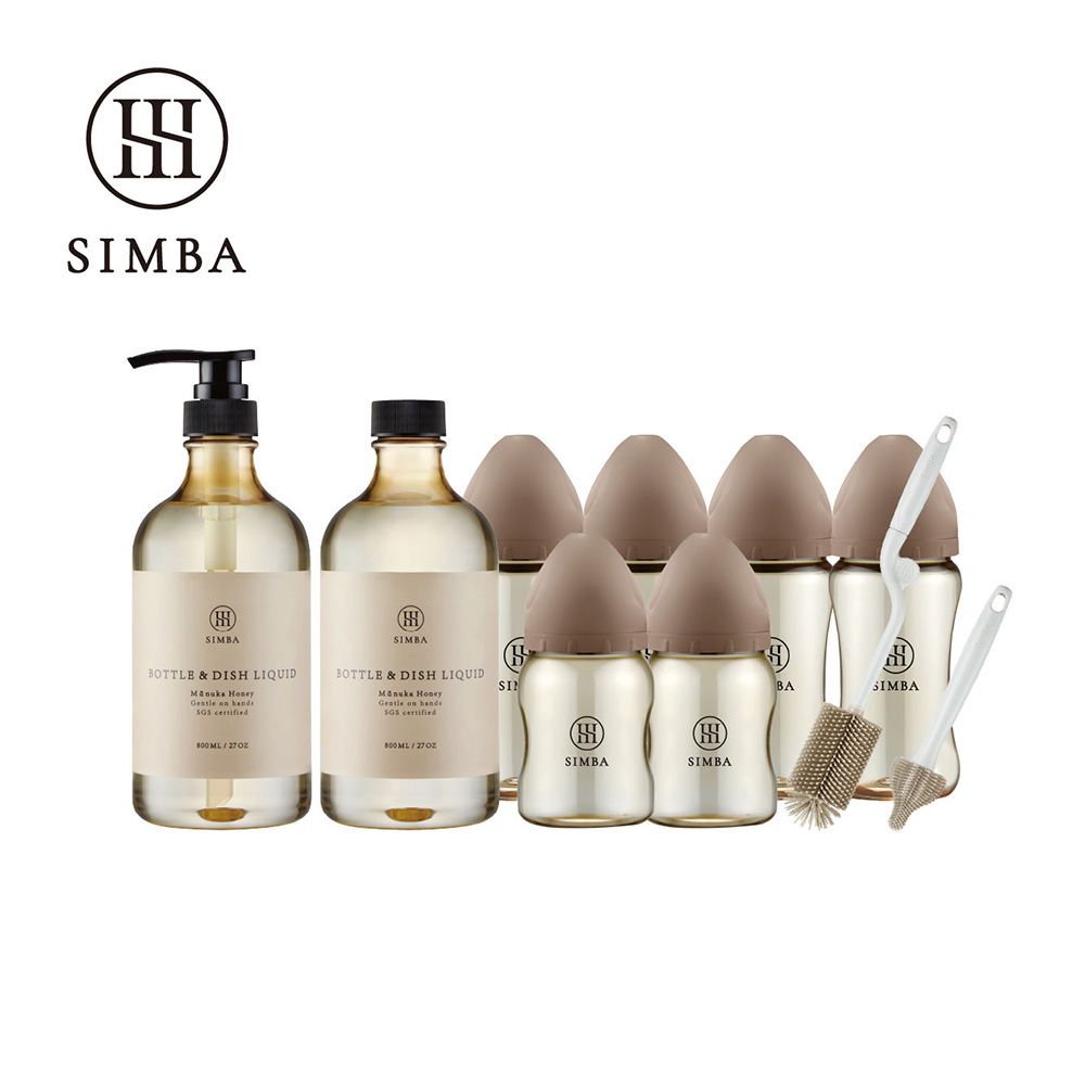 強酵去汙！蘊蜜鉑金PPSU寬口奶瓶清潔明星組-小流量新生適用-摩卡慕斯