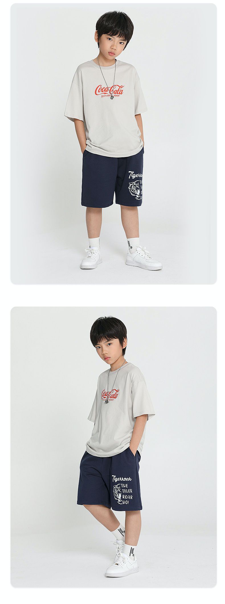 休閒短褲-虎頭英文字-黑色