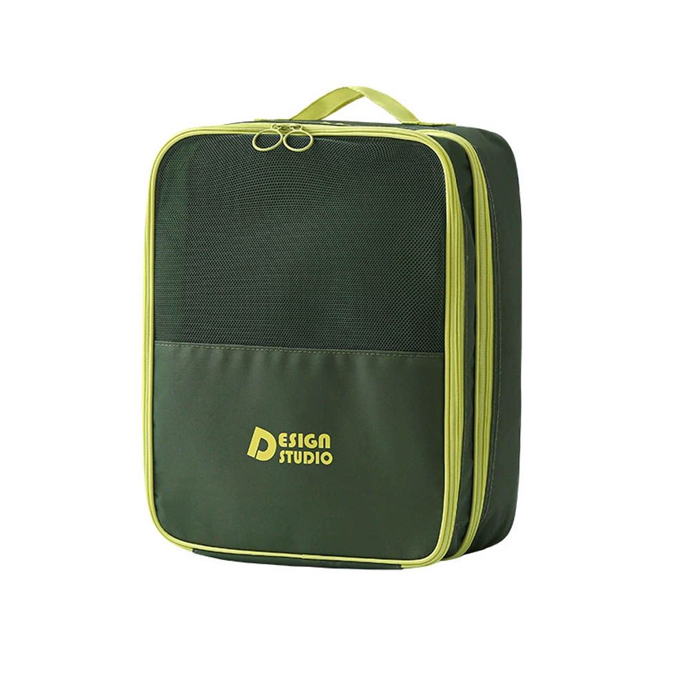 三雙大容量鞋子收納袋(行李箱可掛)-便攜後拉鍊-沉靜森綠