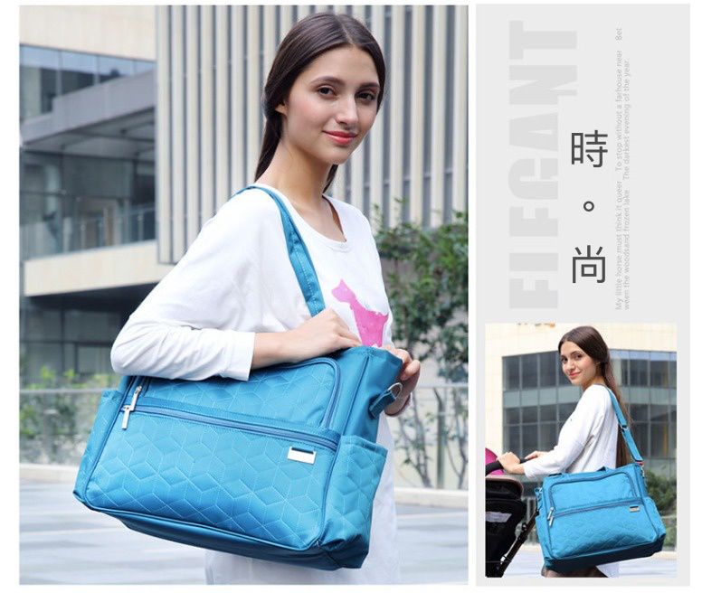 insular - 大開口防潑水尼龍單肩/手提媽媽包-紫色 (35x11x33cm)