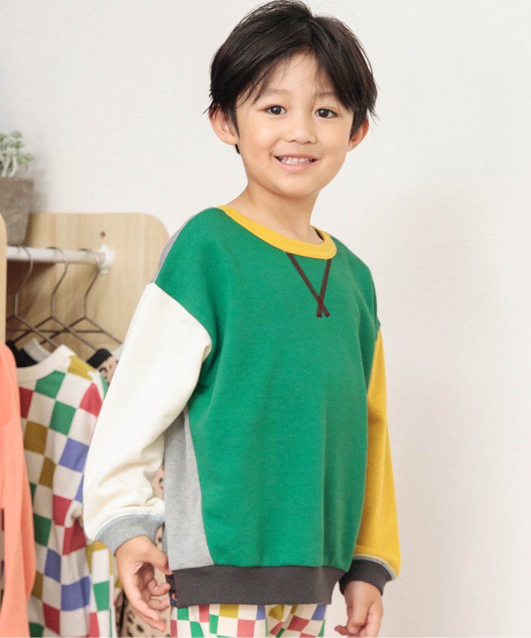 日本 BREEZE - 正反OK！裏毛圓領縫線長袖上衣-橘