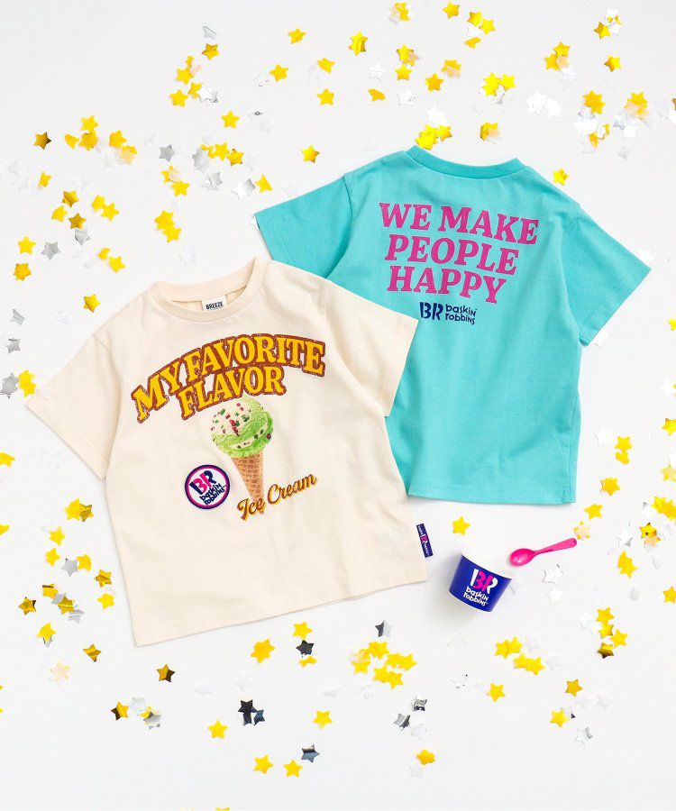 日本 BREEZE - 31冰淇淋聯名 印花短袖上衣-最愛的甜筒-米白