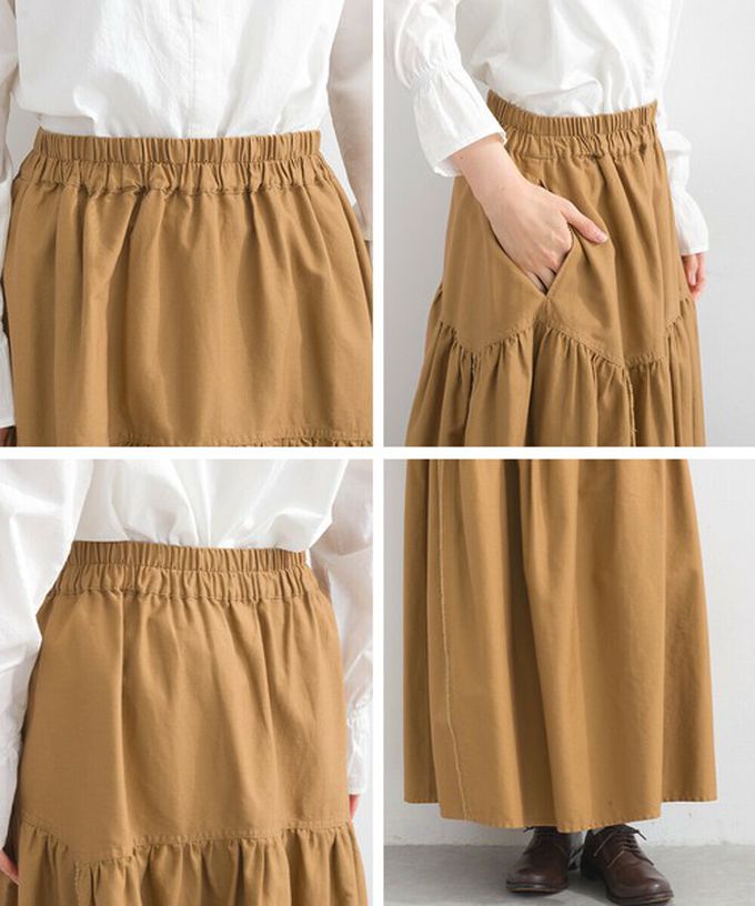 日本 Lupilien - 厚磅立體感線條澎澎長裙(附口袋)-海軍藍丹寧