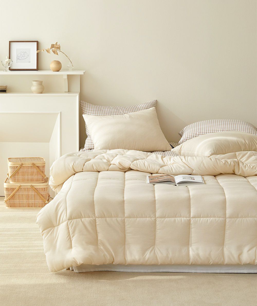 韓國 Maatila - 可水洗超細纖維桃皮感四季被-奶油白