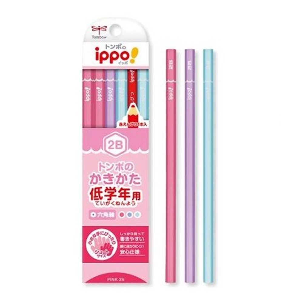 日本文具代購 - Tombow低學年用六角鉛筆12支(含紅色鉛筆*1)-2B-甜美