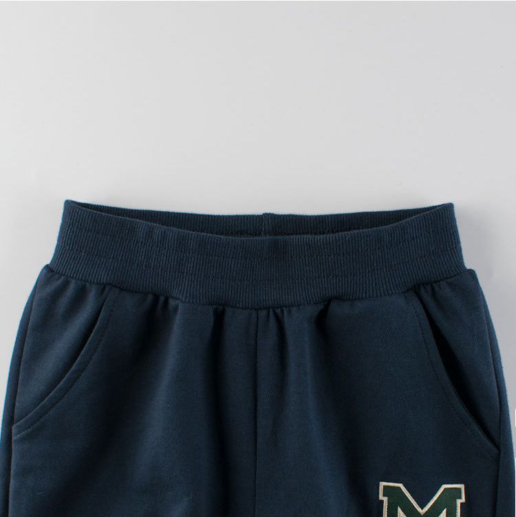 純棉長褲-英文字母M-灰色