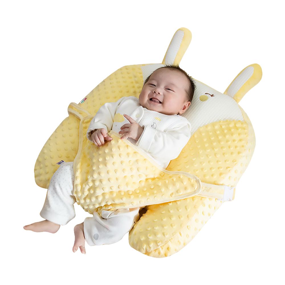 JoyNa - 嬰兒趴睡枕 排氣枕 防吐奶枕 安撫枕-黃兔子 (53*53*10cm)