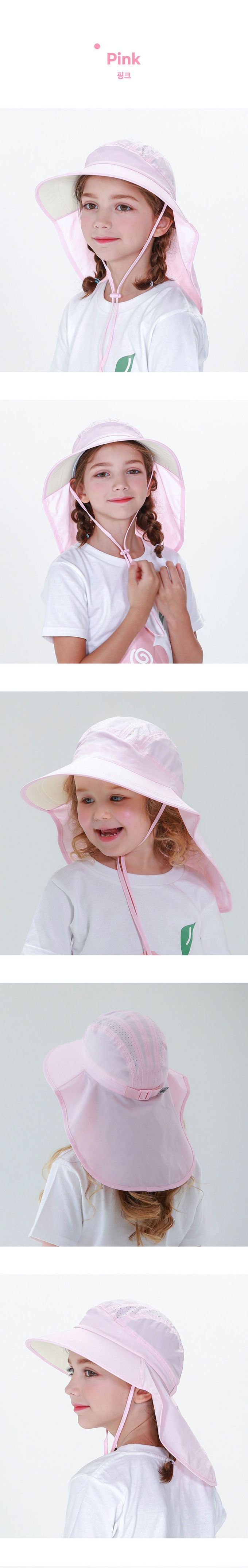 韓國 Beach Boom - 韓製UPF50+防水透氣遮脖帽-嫩粉紅