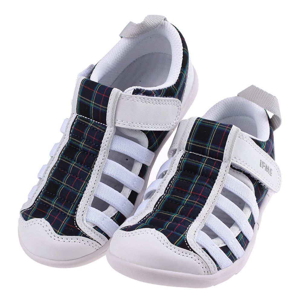日本IFME - 極簡播洲織白色中童機能水涼鞋-白色