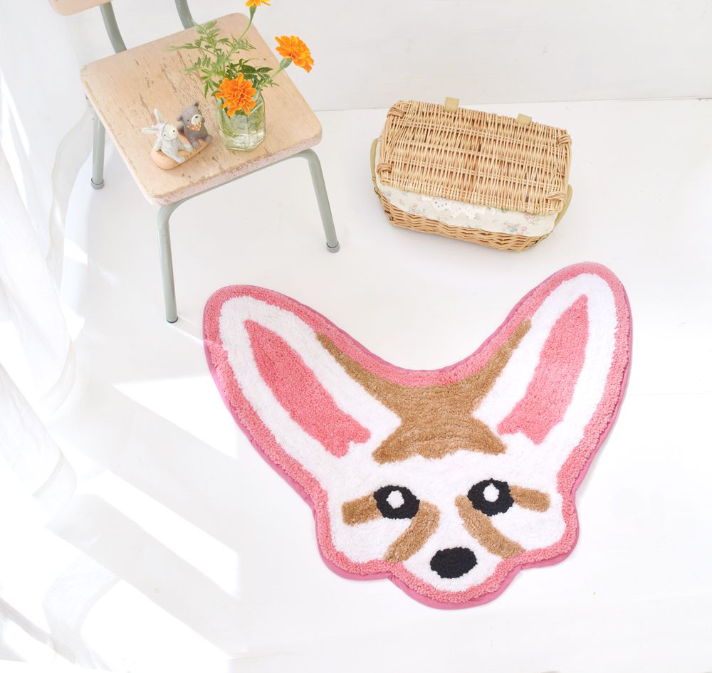 日本 TOMO - 珍奇動物系列地墊/腳踏墊-耳廓狐-粉 (約60x49cm)