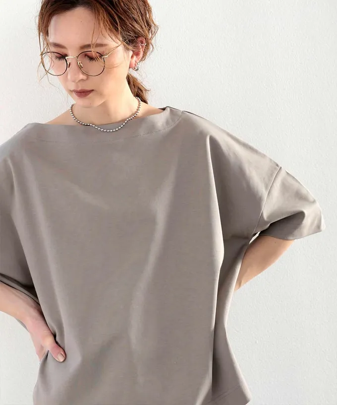 日本 Classical Elf - 船領顯瘦落肩五分袖上衣-白