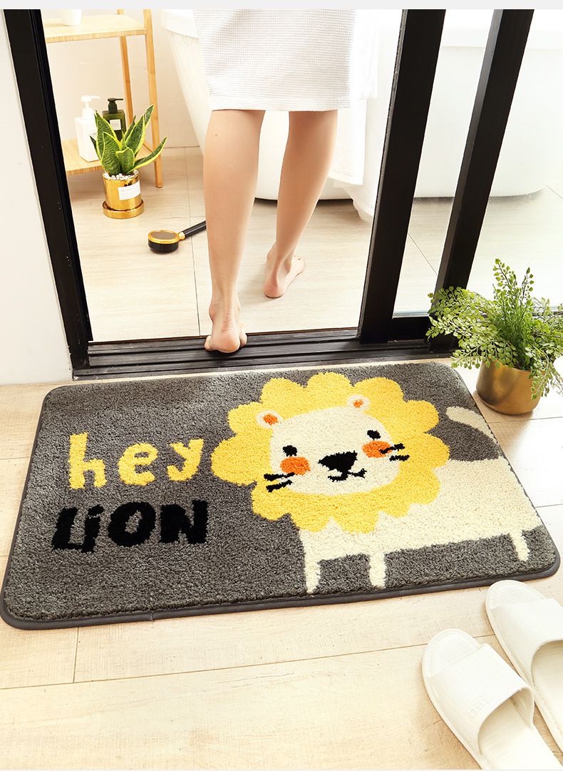 快速吸水植絨浴室腳踏墊-背面橘貓