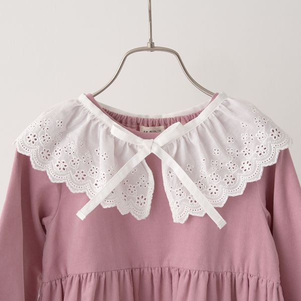 日本 Lycee mine - 可人兒蛋糕分層長袖洋裝(蕾絲領可拆)-粉紅