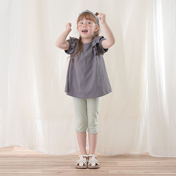 日本 Lycee mine - 羅紋麻花柔軟七分內搭褲-淺卡其