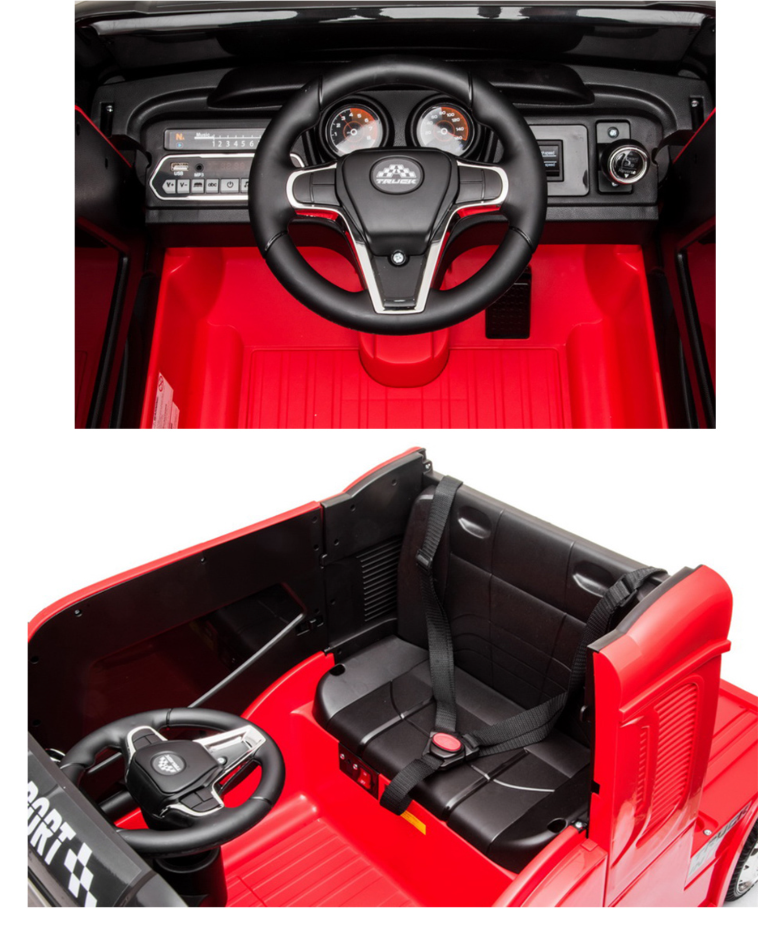 聰明媽咪兒童超跑 - 貨櫃車造型 四驅兒童電動車-天使白