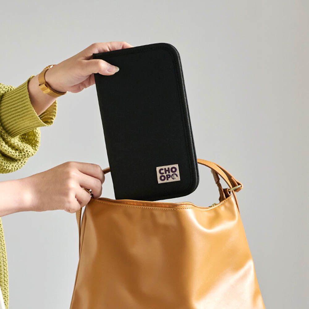 存摺護照卡片多用途收納包-(防盜設計)-黑