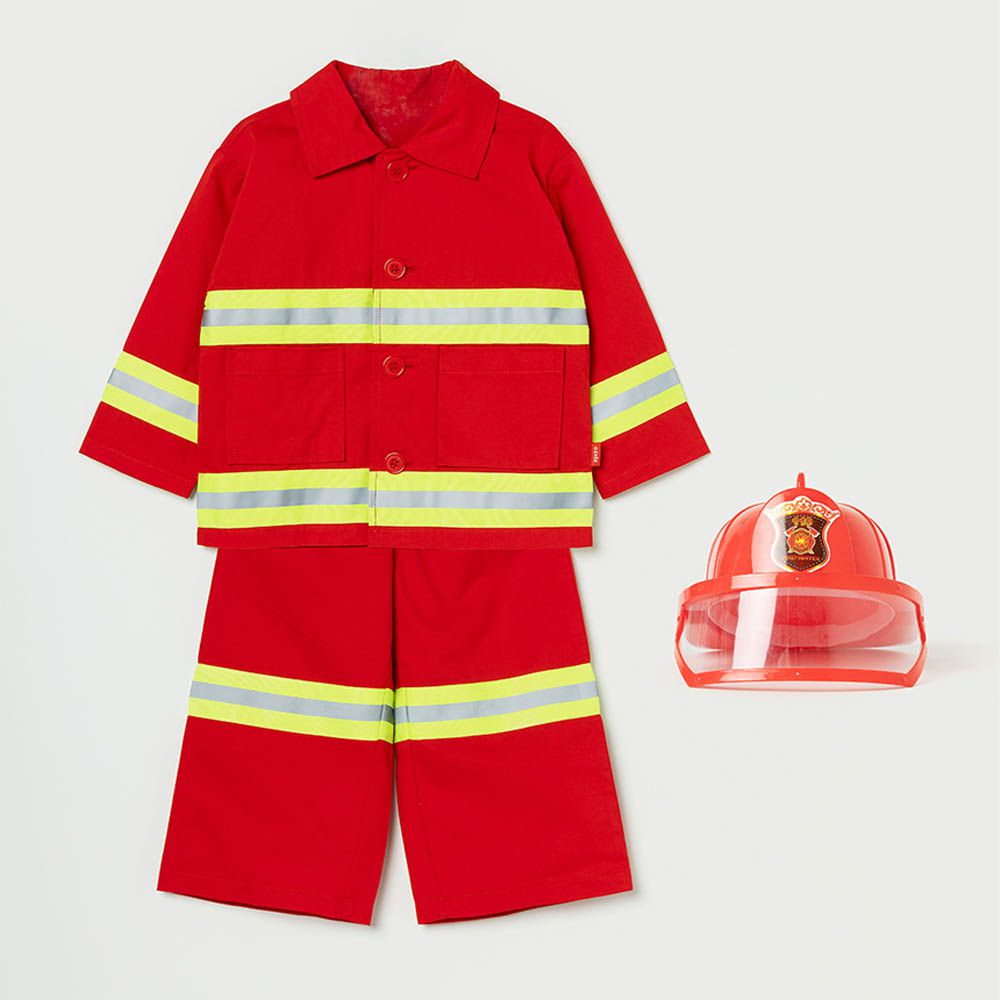 119消防隊員裝扮長袖套裝(附帽子)-紅