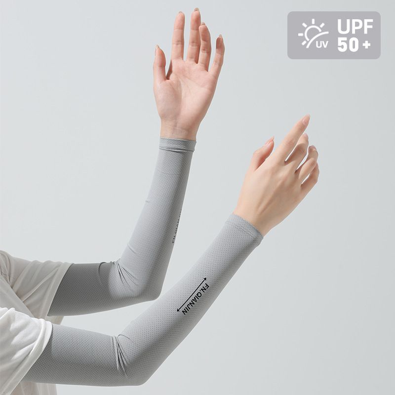 UPF50+成人冰絲涼感防曬袖套-女款-黑色