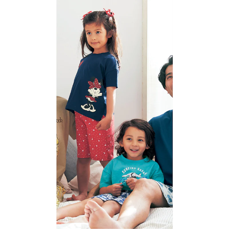 日本千趣會 - 迪士尼 純棉涼爽短袖家居服/睡衣-米奇泡泡-深藍x灰