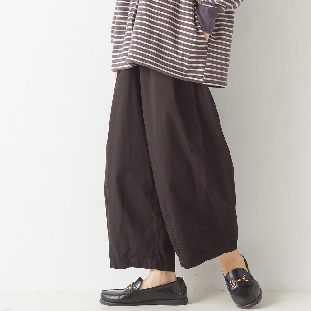 日本 OMNES - 繭形設計百搭修身寬褲-黑
