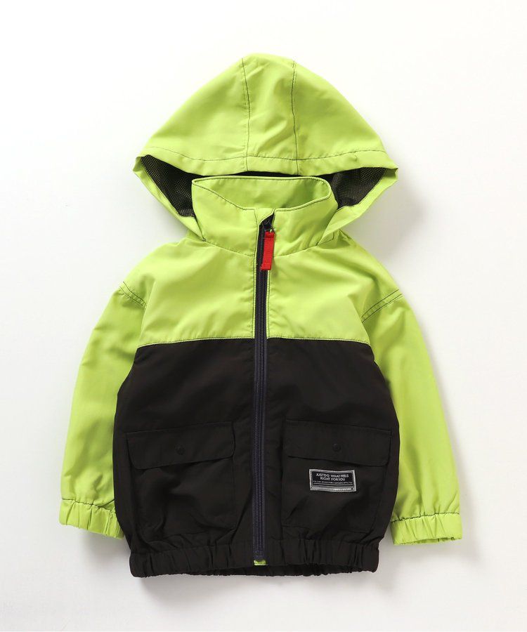 日本 BREEZE - 潑水加工 繽紛連帽防風外套-萊姆