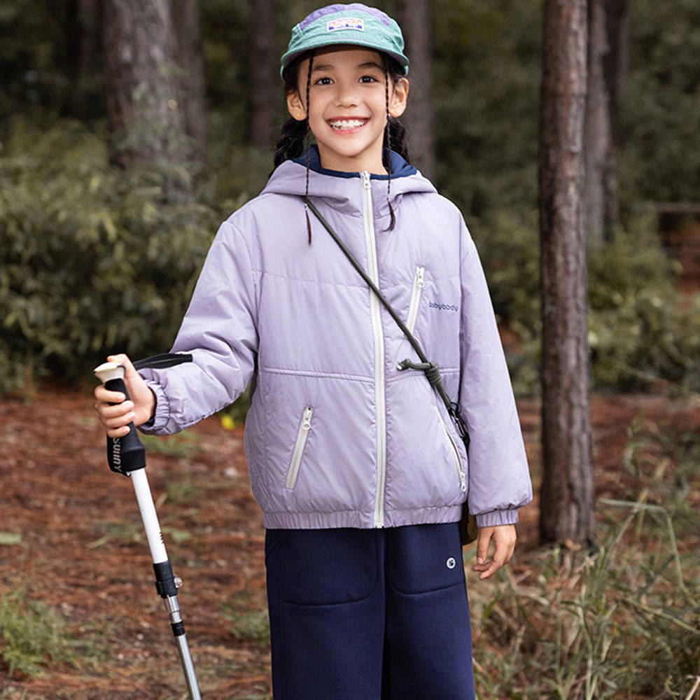 4級防水杜邦SORONA鋪棉連帽外套-撞色紫