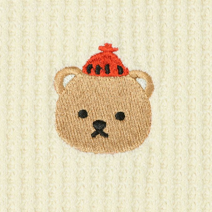 akachan honpo - 長袖裏起毛華夫格T恤-撞色袖-象牙白色