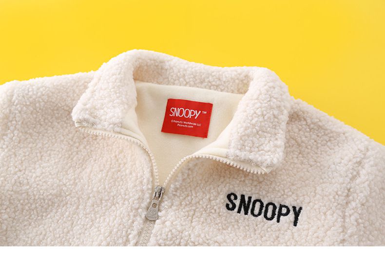 卡通人物史努比時尚羊羔絨外套(送包包)-SNOOPY-綠色