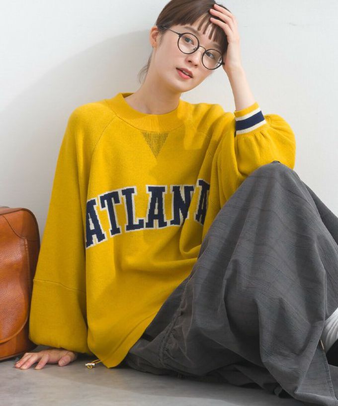 日本 Lupilien - 明亮撞色學院風抽繩針織上衣-象牙米