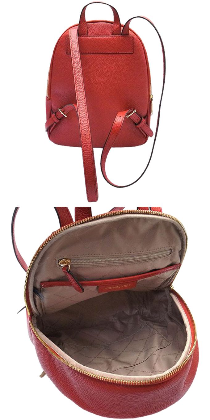 MICHAEL KORS - 素面皮革鉚釘後背包 (紅色)